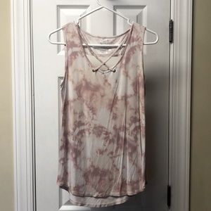 Pink & White Sleeveless Top